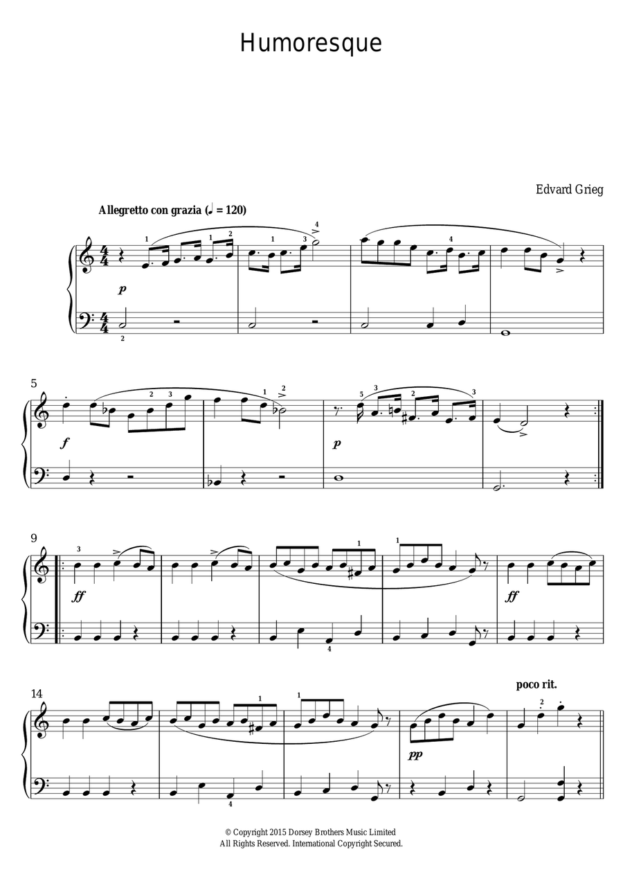 Humoresque Piano, Vocal, Guitar scores gallery preview page 1