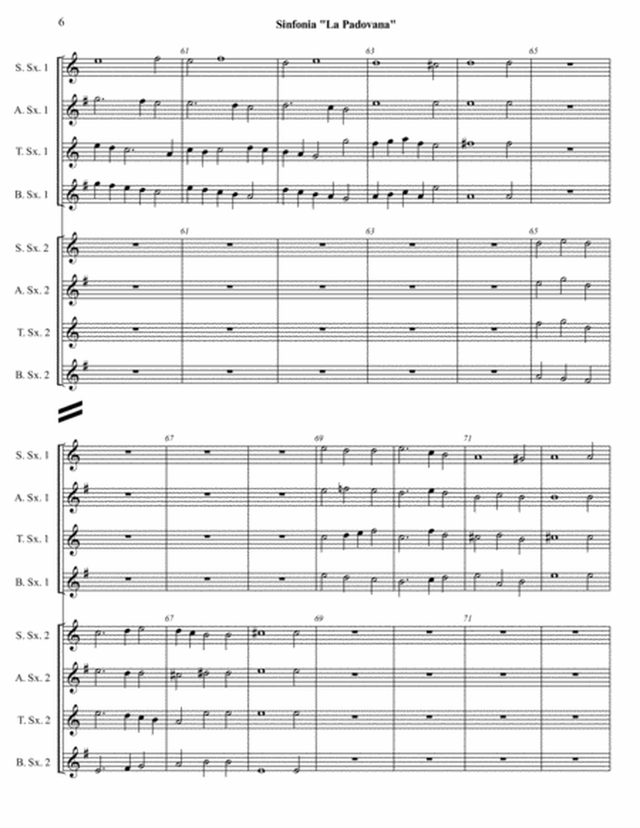 L. G. da Viadana - Sinfonia 'La Padovana' arr. for Double Sax Quartet image number null