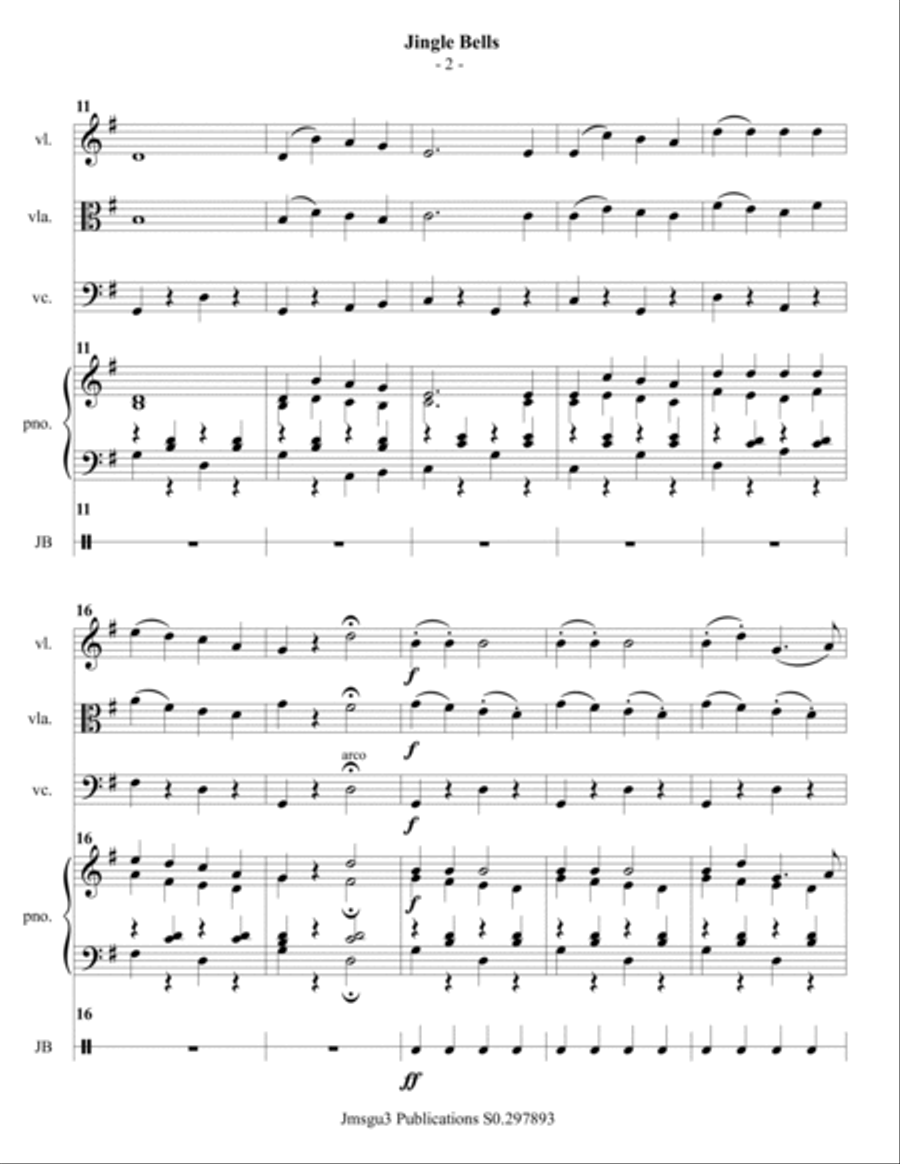 Jingle Bells for Piano Quartet Piano Quartet scores gallery preview page 2