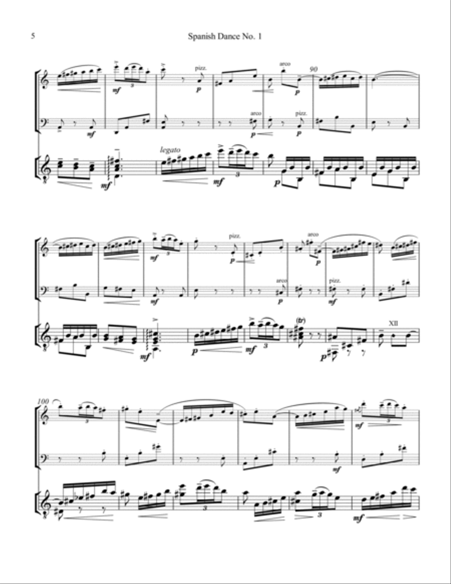 Spanish Dance No. 1, Danza from La vida breve for violin, cello and guitar Cello scores gallery preview page 6