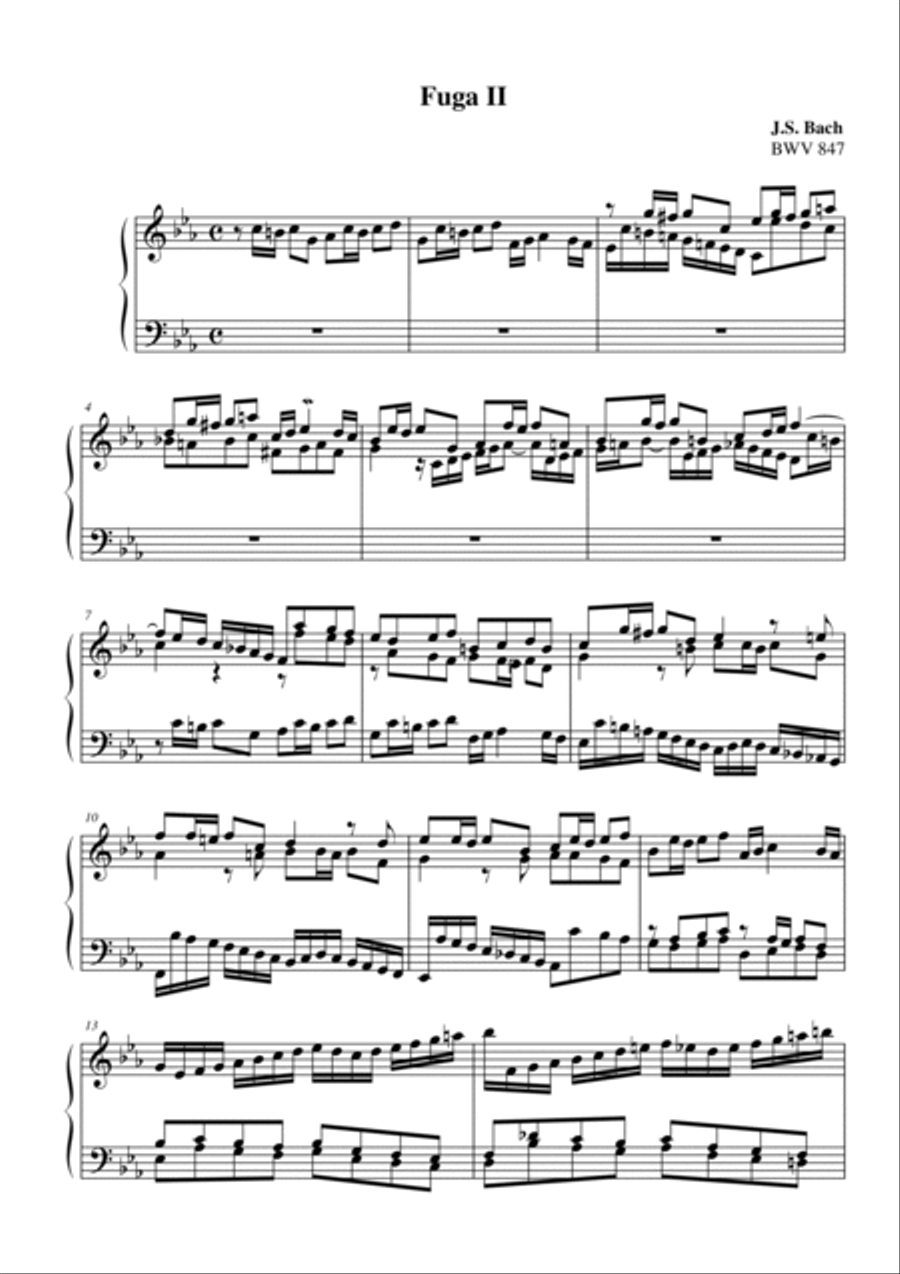 Bach-Fugue No. 2 in C minor, BWV 847 Piano Solo scores gallery preview page 2