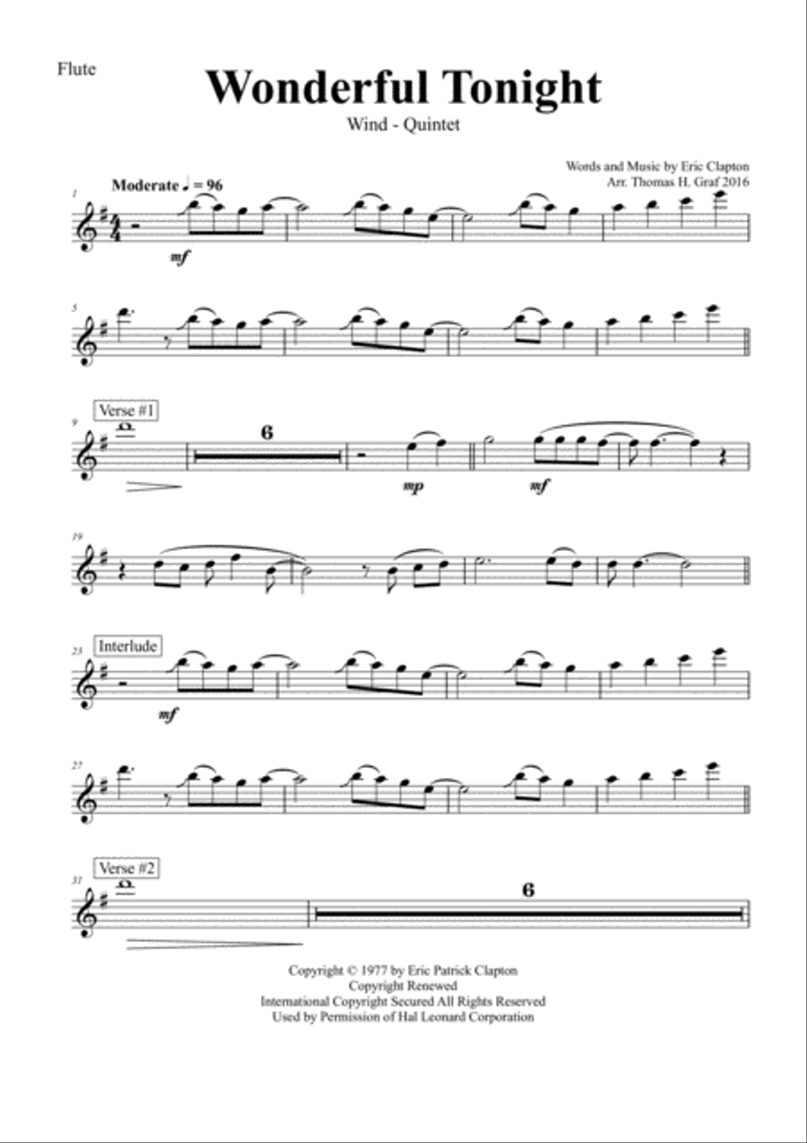 Wonderful Tonight Woodwind Quintet scores gallery preview page 5