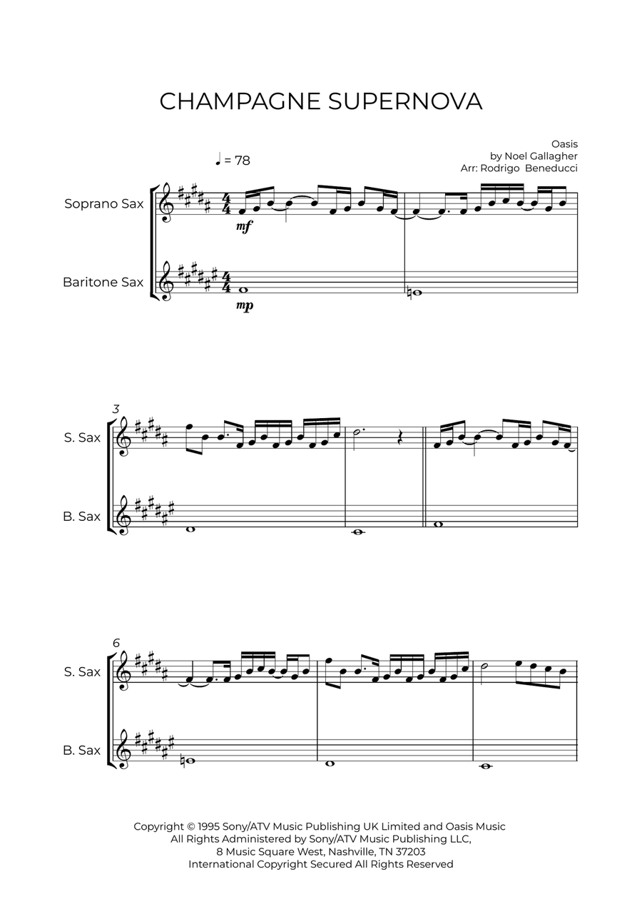 Champagne Supernova Soprano Saxophone scores gallery preview page 2