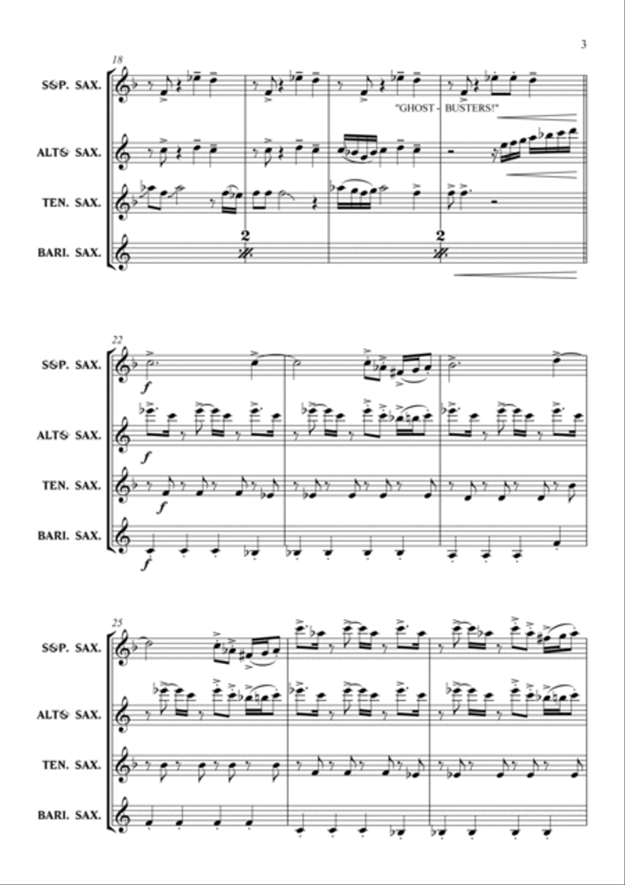 Ghostbusters Saxophone Quartet scores gallery preview page 6