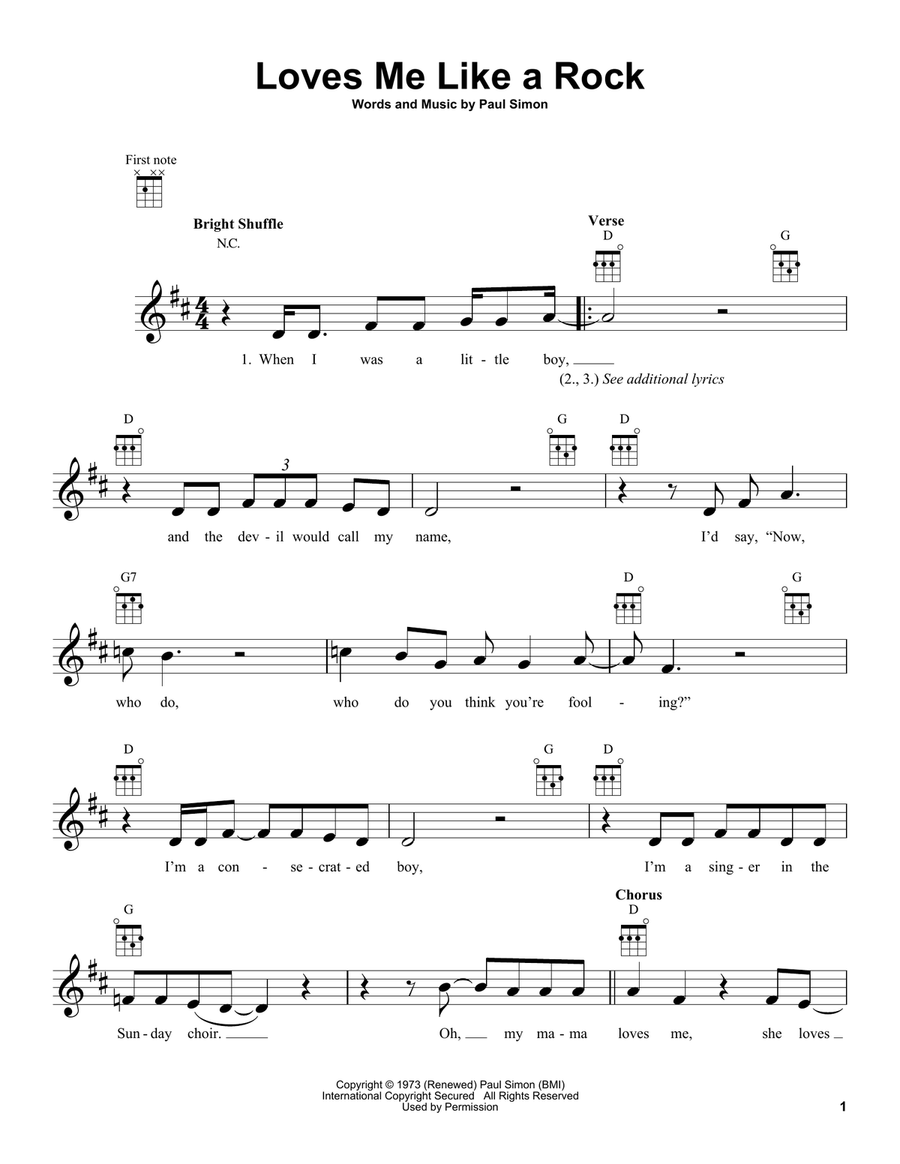 Loves Me Like A Rock Loves Me Like A Rock Ukulele scores gallery preview page 1
