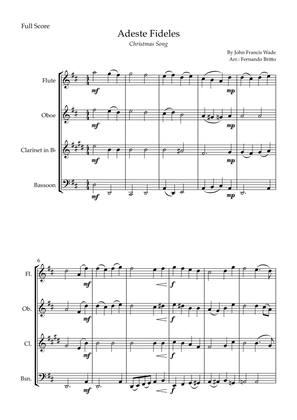 Adeste Fideles (Christmas Song) for Woodwind Quartet