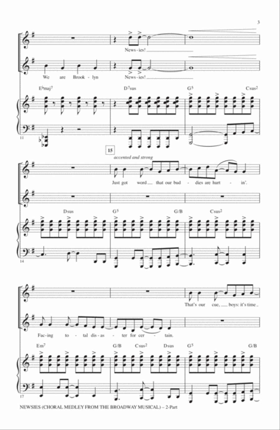 Newsies (Choral Medley) Newsies (Choral Medley) 2-Part scores gallery preview page 2