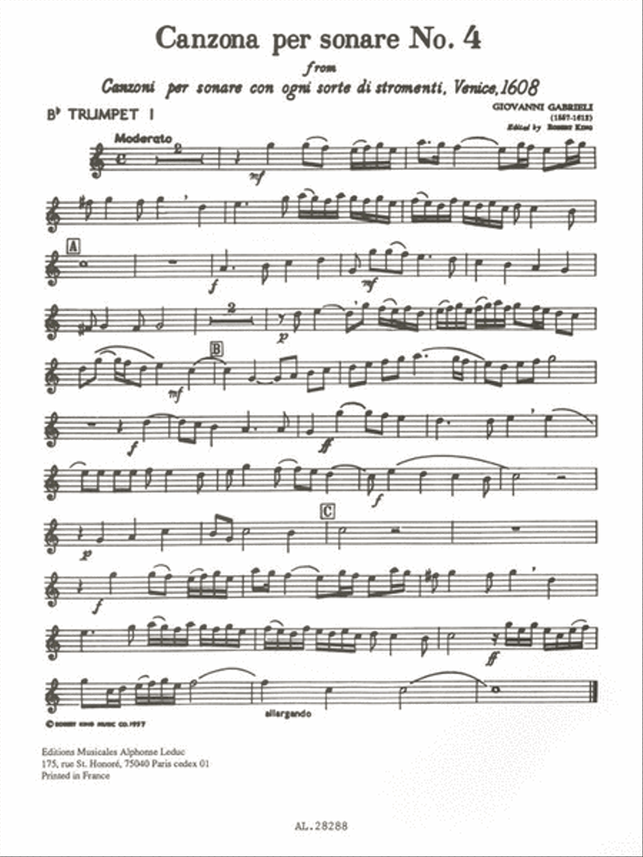 Canzona Per Sonare No. 4, For Four-part Brass Choir Or Brass Quarte 4-Part scores gallery preview page 2