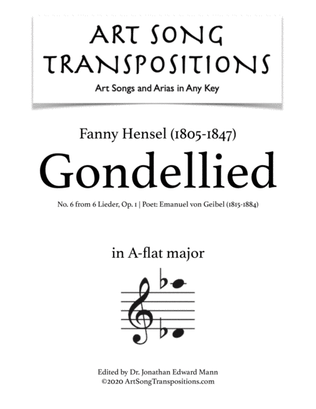 Book cover for HENSEL: Gondellied, Op. 1 no. 6 (transposed to A-flat major)
