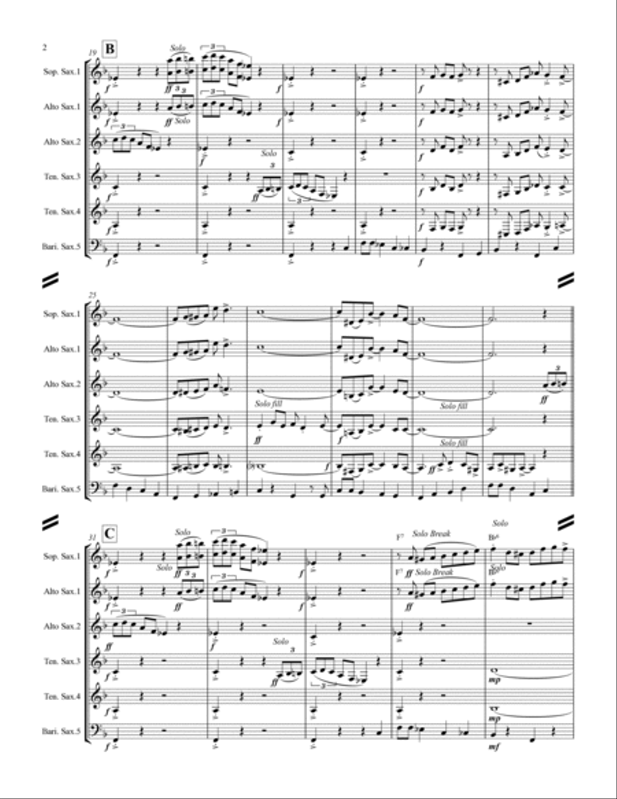 Royal Garden Blues (for Saxophone Quintet SATTB or AATTB) Saxophone Quintet scores gallery preview page 3
