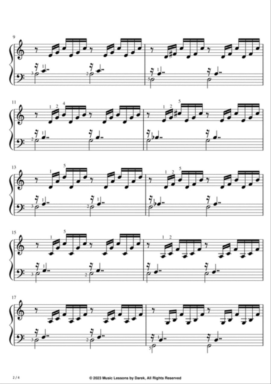 Prelude in C major (EASY PIANO) (BWV 846) [Johann Sebastian Bach] Easy Piano scores gallery preview page 2