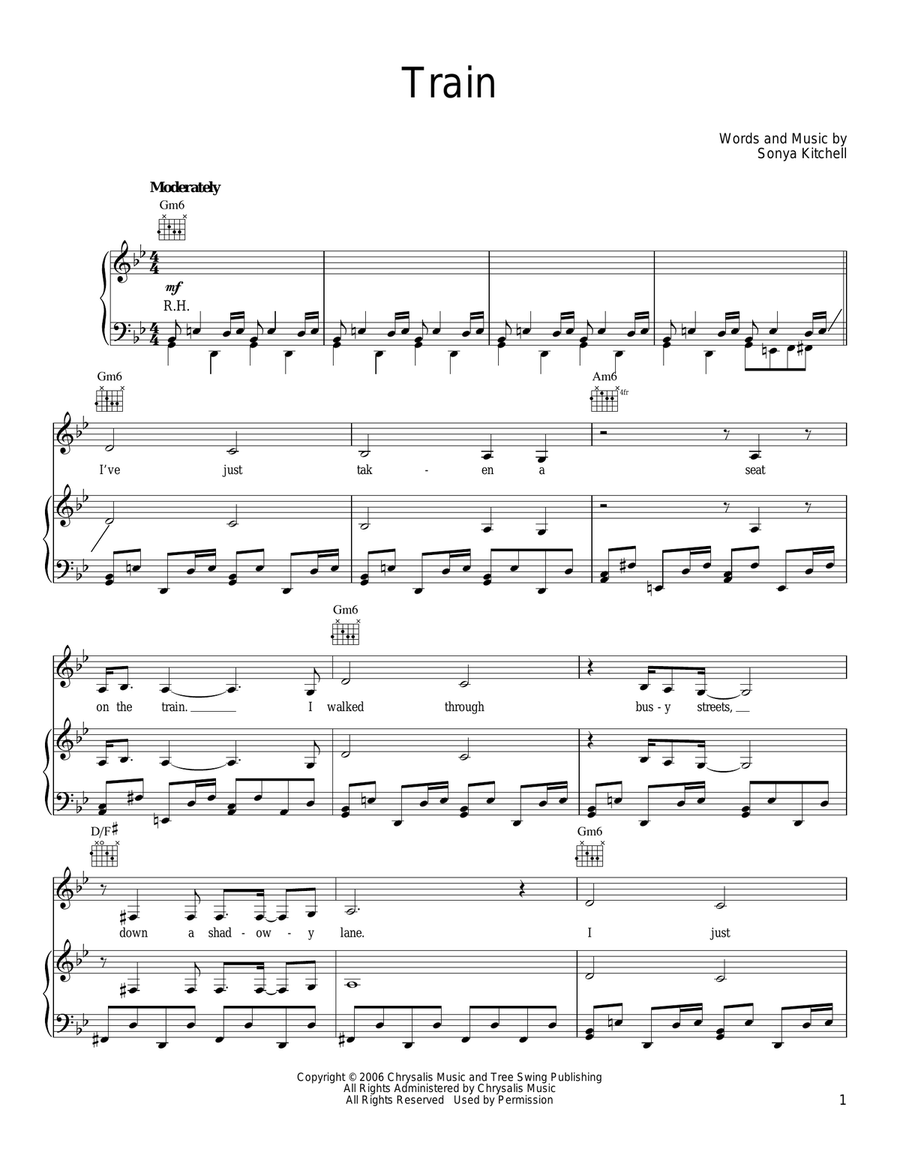 Train Piano, Vocal, Guitar scores gallery preview page 1