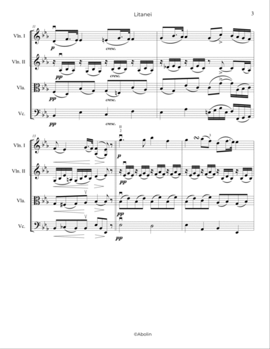 Schubert: Litanei, D343 - String Quartet String Quartet scores gallery preview page 4