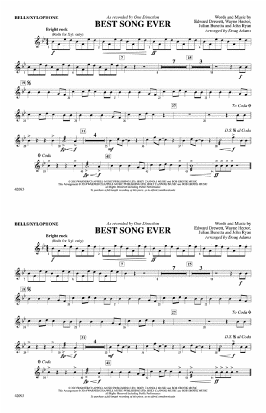 Best Song Ever: B-flat Bass Saxophone Marching Band scores gallery preview page 1