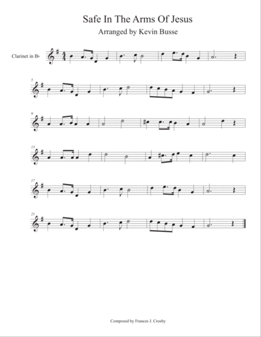Safe In The Arms Of Jesus - Clarinet Clarinet Solo scores gallery preview page 1