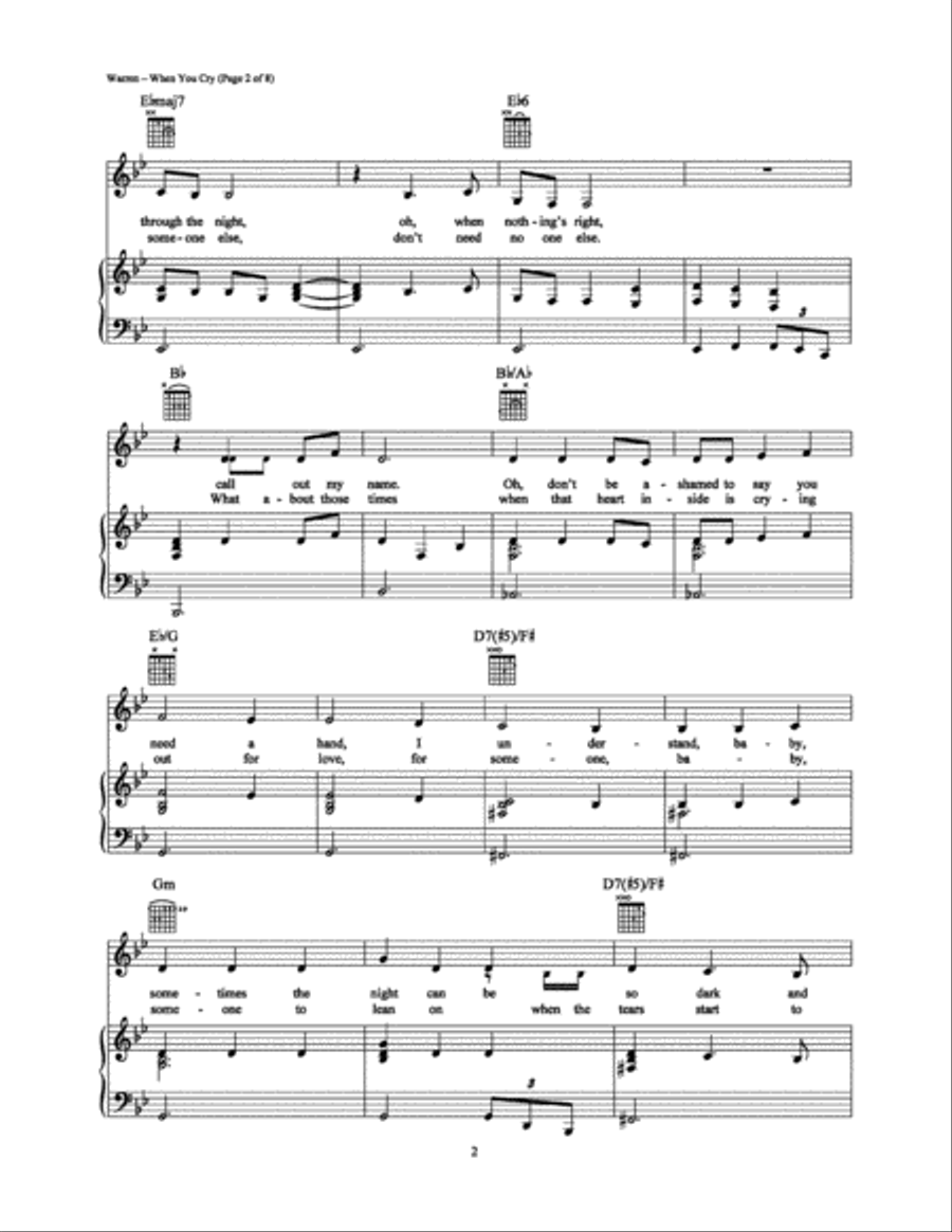 When You Cry Piano, Vocal, Guitar scores gallery preview page 2