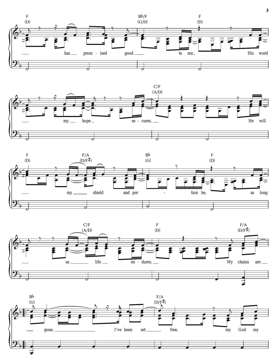 Amazing Grace (My Chains Are Gone) Guitar scores gallery preview page 3