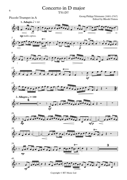 Telemann T51:D7 Trumpet Concerto in D major