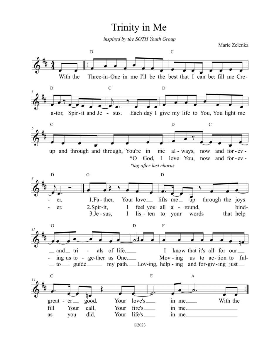 Trinity in Me Trinity in Me Piano scores gallery preview page 1