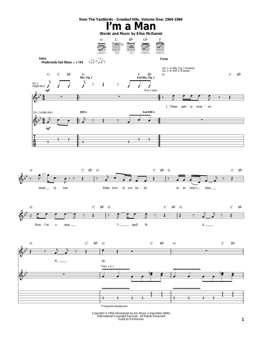 I'm A Man Acoustic Guitar scores gallery preview page 1