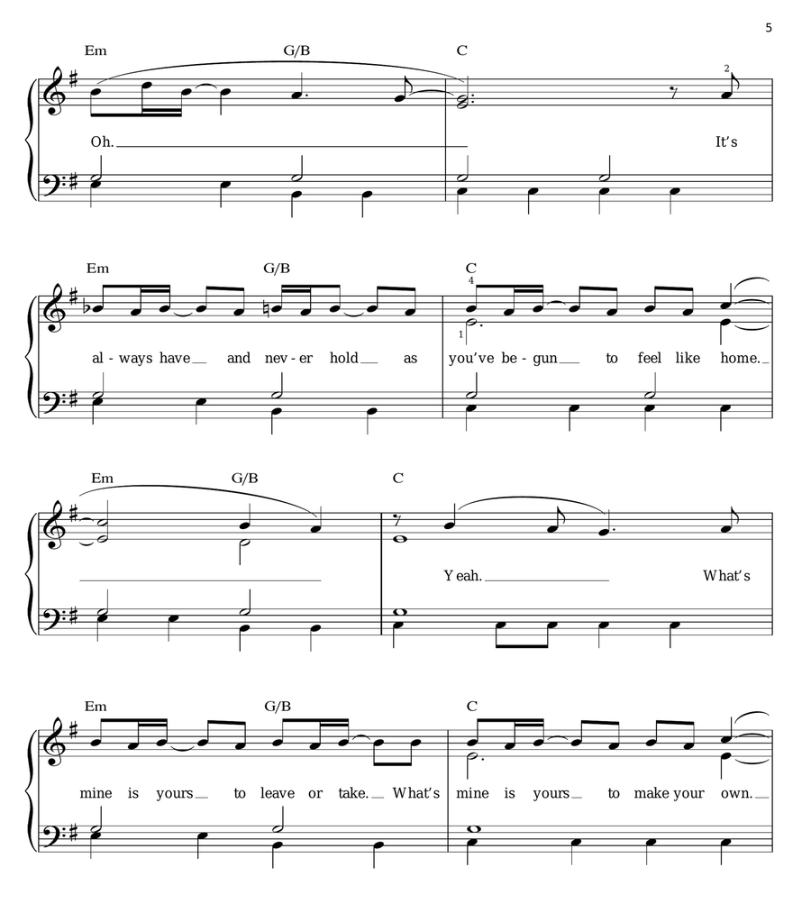 Look After You Easy Piano scores gallery preview page 5