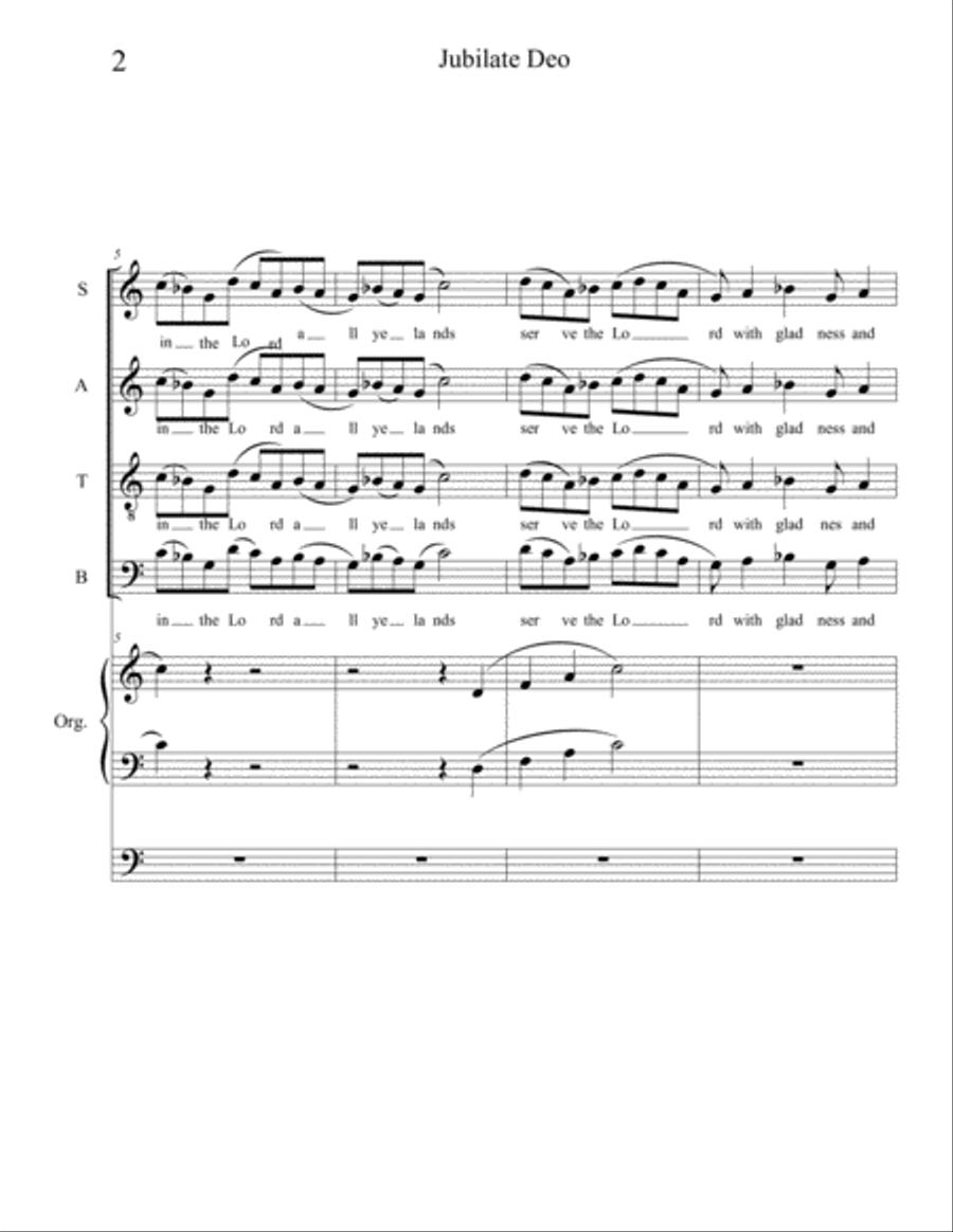 Jubilate Deo for SATB & organ 4-Part scores gallery preview page 2