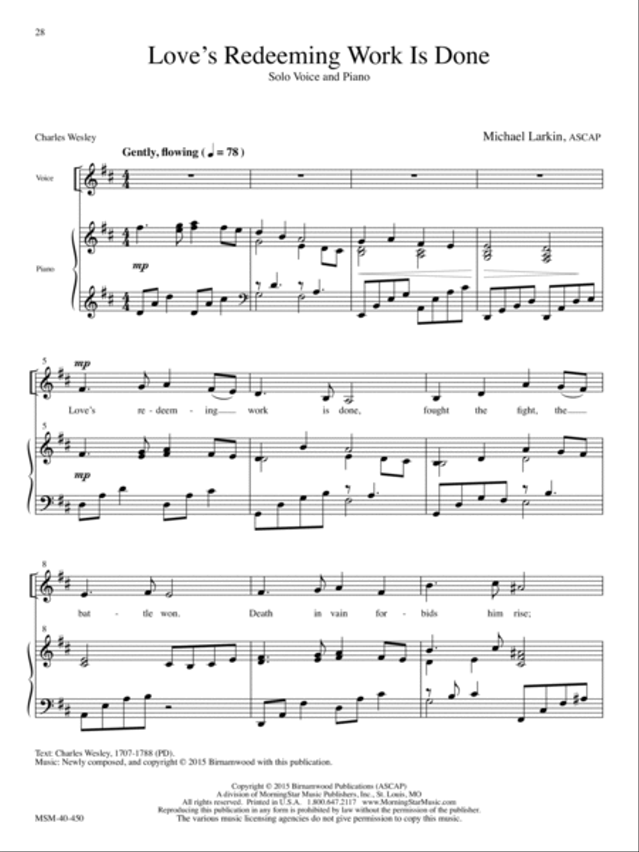 Love's Redeeming Work Is Done Medium Voice scores gallery preview page 1
