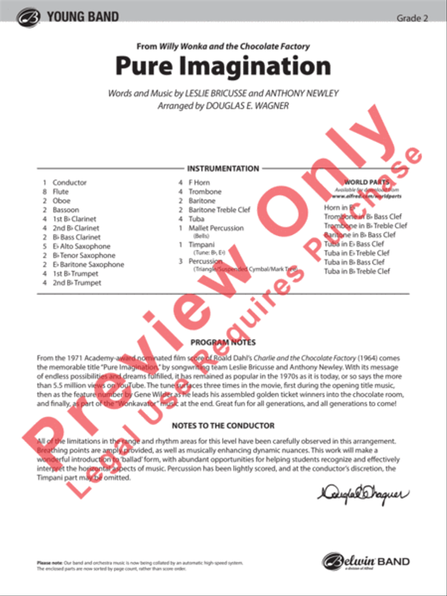 Pure Imagination (from Willy Wonka and the Chocolate Factory) Concert Band scores gallery preview page 2