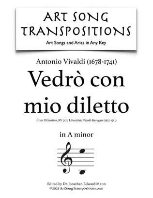 Book cover for VIVALDI: Vedrò con mio diletto (transposed to A minor)
