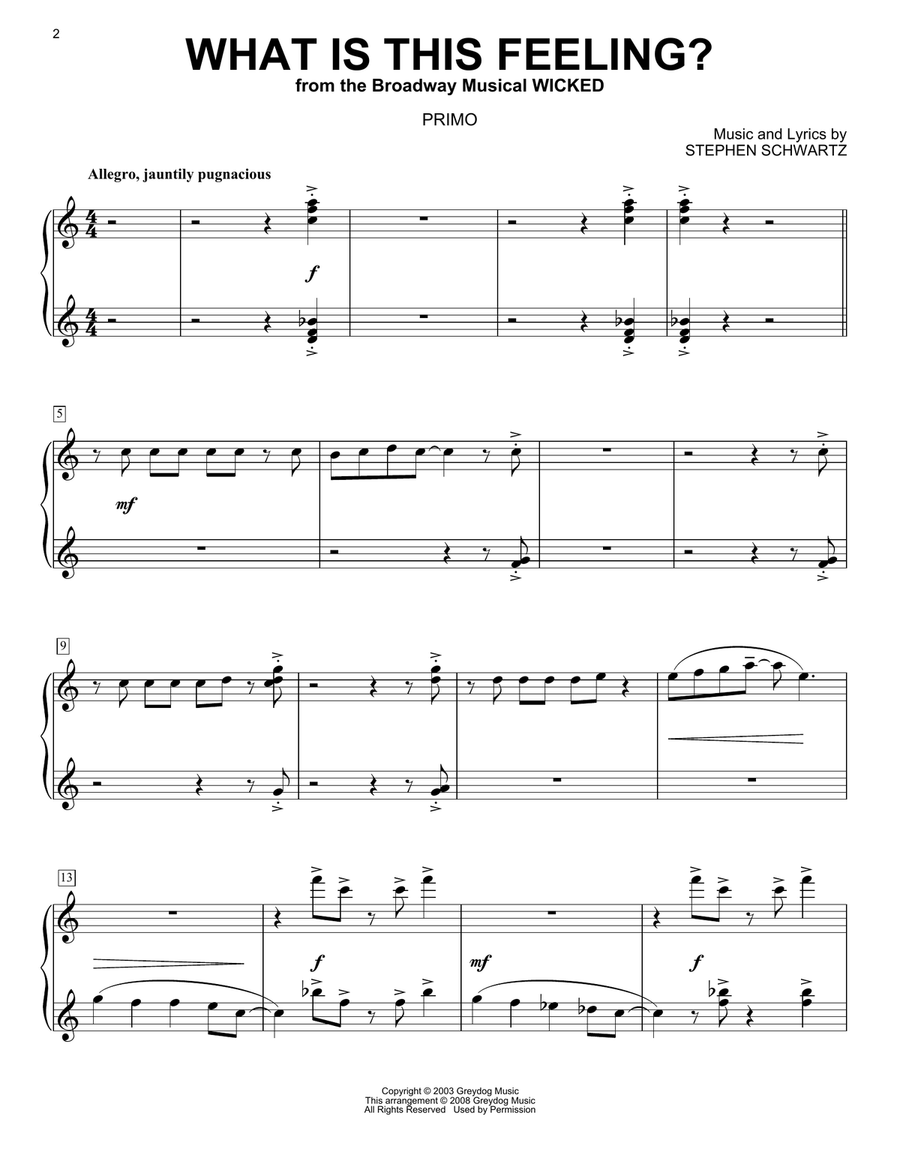 What Is This Feeling? (from Wicked) (arr. Carol Klose) 1 Piano, 4-Hands scores gallery preview page 2