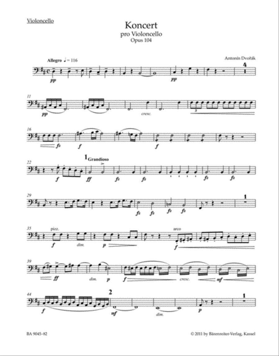 Koncert pro violoncello a orchestr for Violoncello and Orchestra b minor, Op. 104 School and Community scores gallery preview page 1