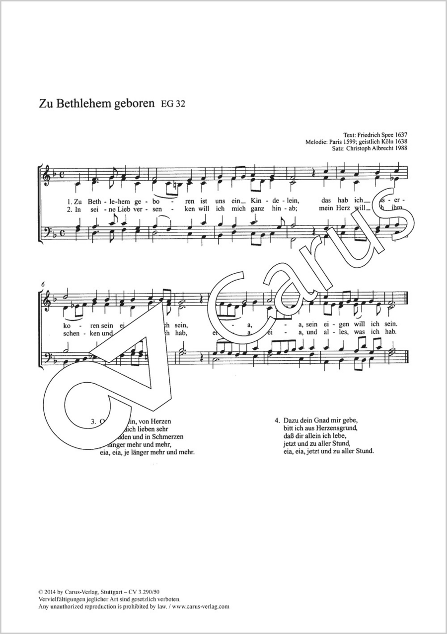 Zu Bethlehem geboren Zu Bethlehem geboren 4-Part scores gallery preview page 1