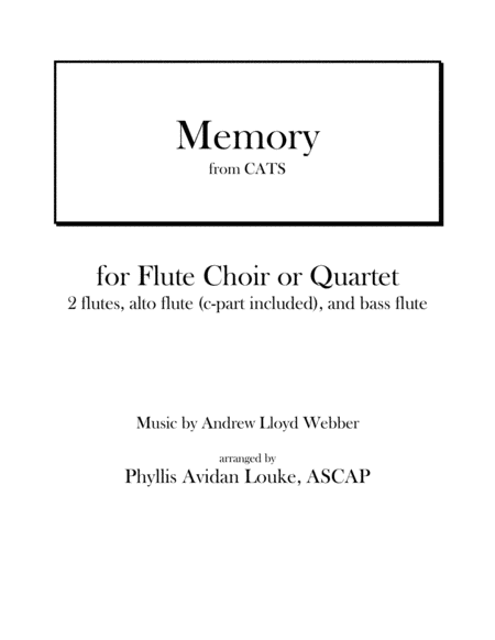 Memory from CATS for Flute Choir or Quartet image number null