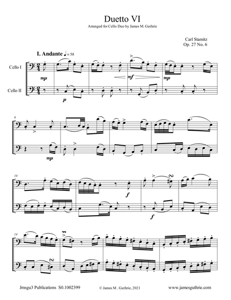 Stamitz: Duet Op. 27 No. 6 for Cello Duo image number null
