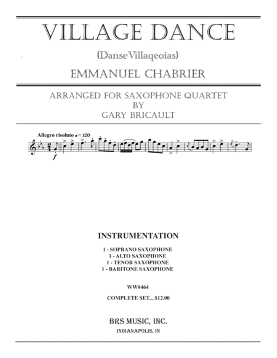 Village Dance Saxophone Quartet scores gallery preview page 1