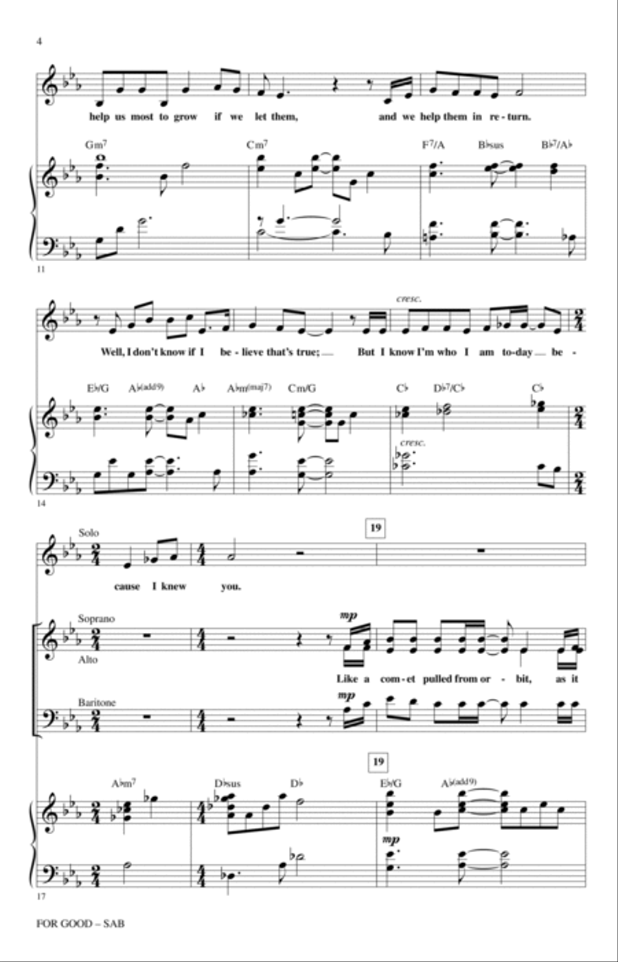 For Good (from Wicked) (arr. Mac Huff) 3-Part scores gallery preview page 2