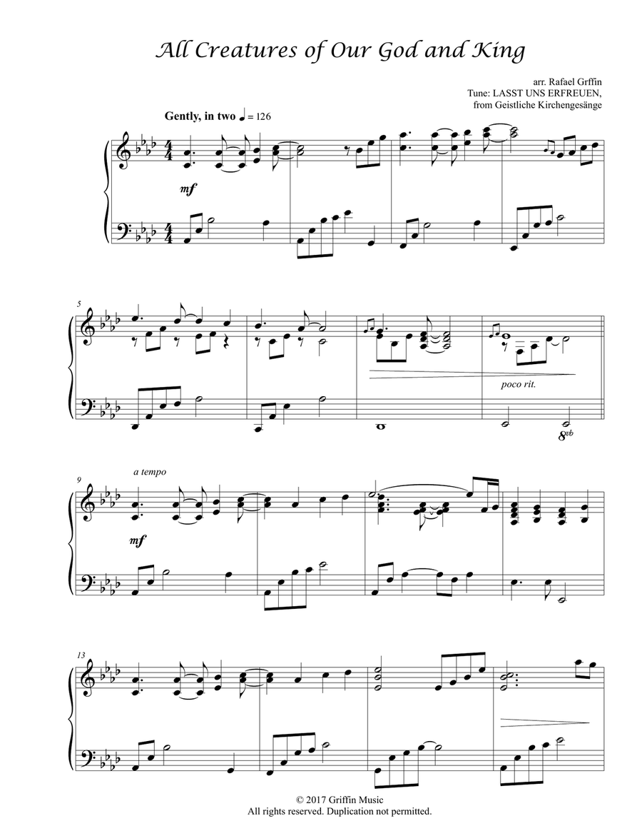All Creatures of Our God and King Piano Solo scores gallery preview page 2