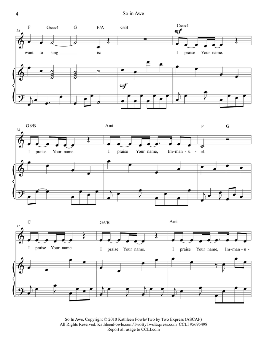 SO IN AWE Piano, Vocal scores gallery preview page 5