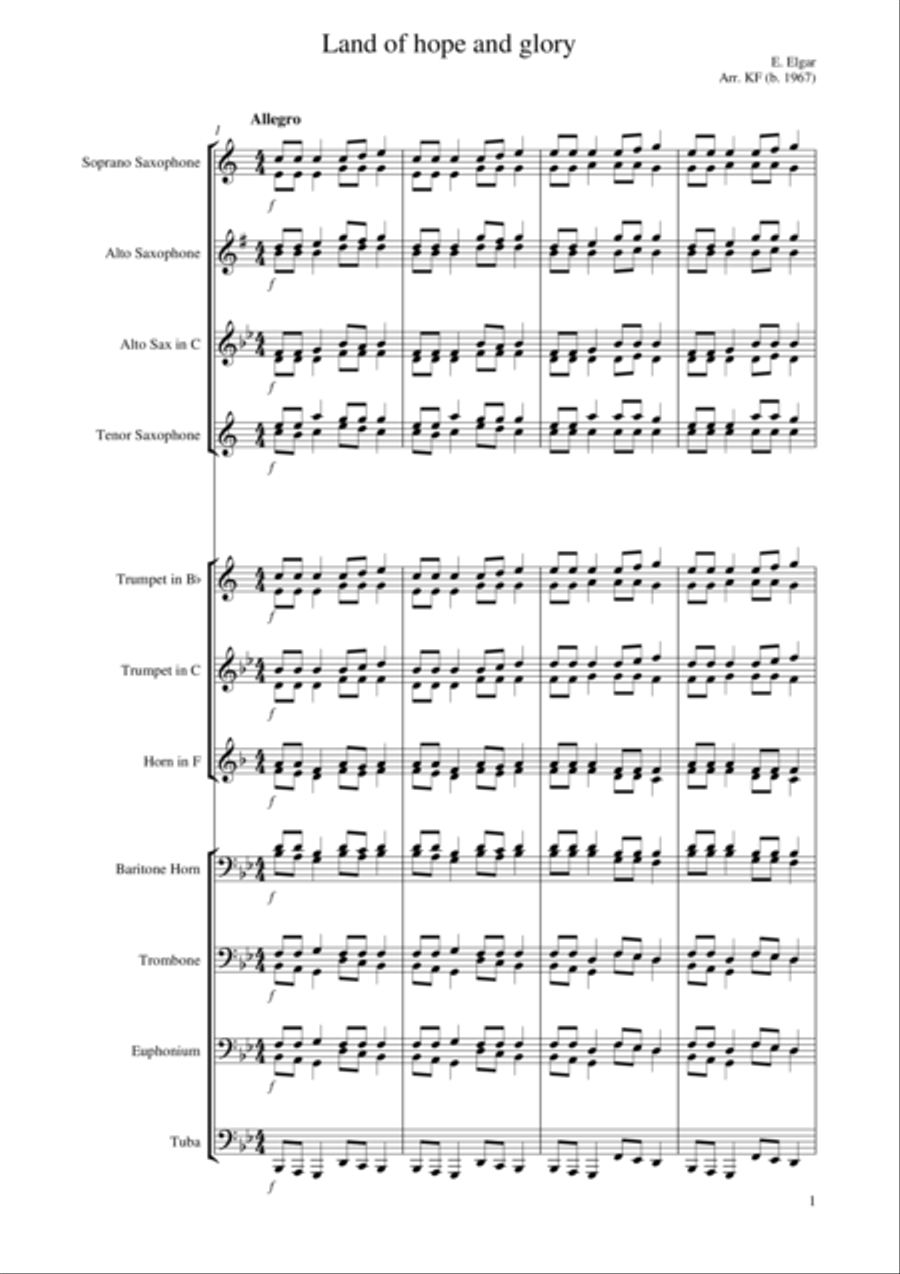 Land of hope and glory Land of hope and glory Brass Ensemble scores gallery preview page 1