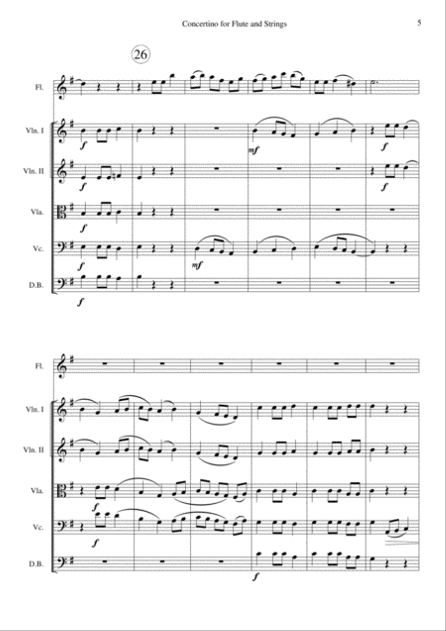 Concertino for Flute and Strings Chamber Orchestra scores gallery preview page 5