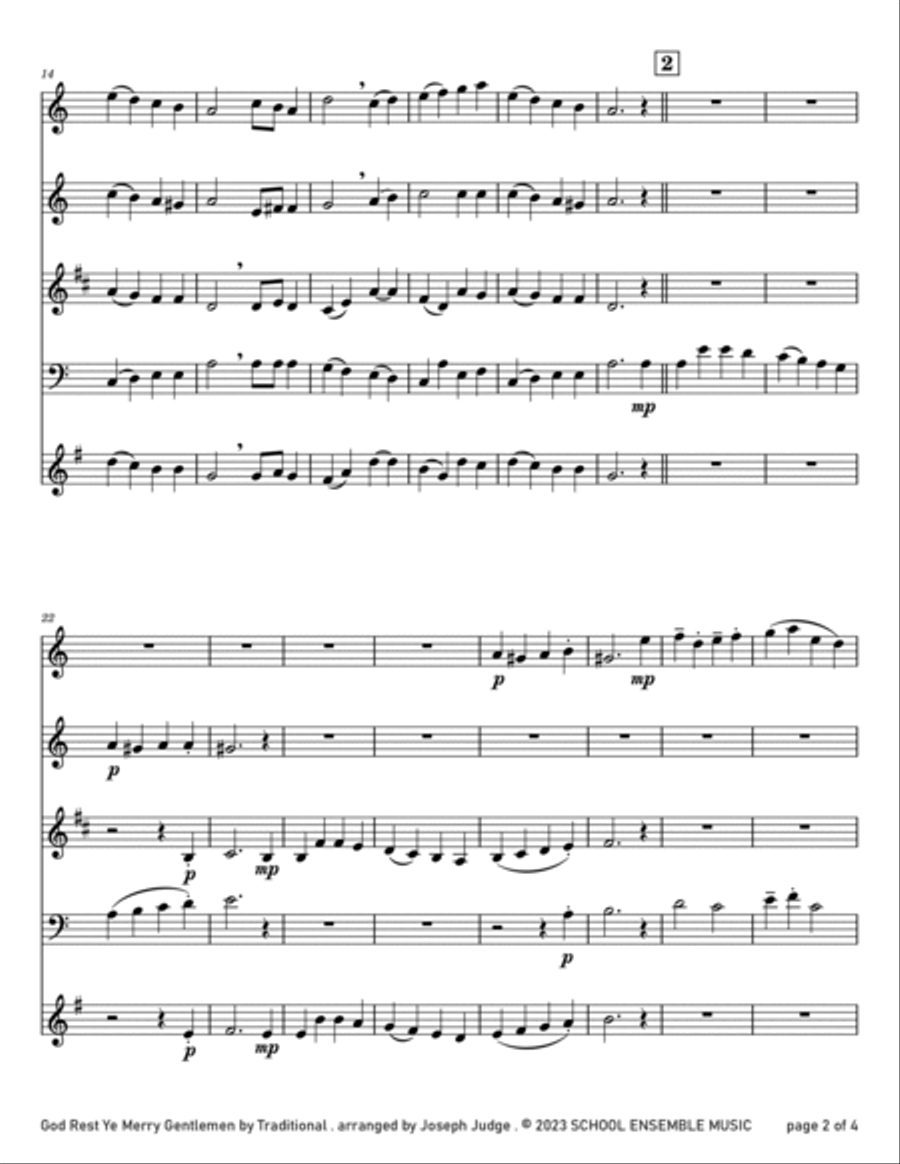 God Rest Ye Merry Gentlemen for Woodwind Quartet in Schools Woodwind Quartet scores gallery preview page 2