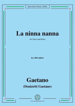 Book cover for Donizetti-La ninna nanna,in a flat minor,for Voice and Piano