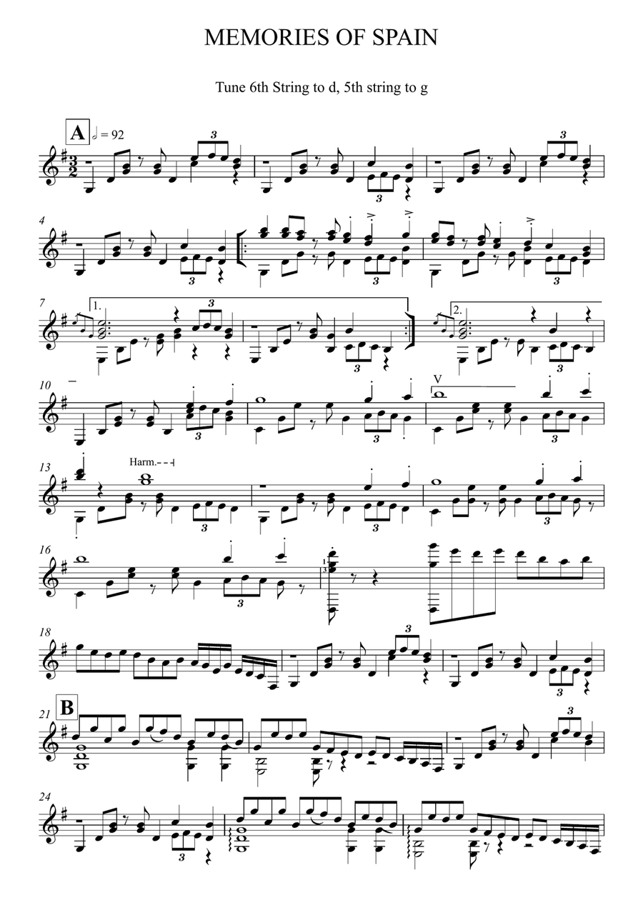 MEMORIES OF SPAIN Classical Guitar scores gallery preview page 2