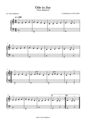 Ode To Joy - C Major Key - Easy Piano