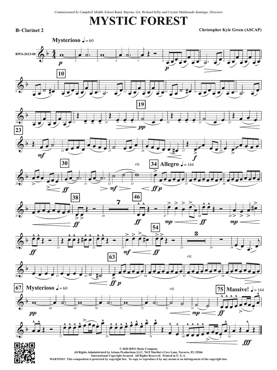 Mystic Forest: 2nd B-flat Clarinet B-Flat Clarinet scores gallery preview page 1