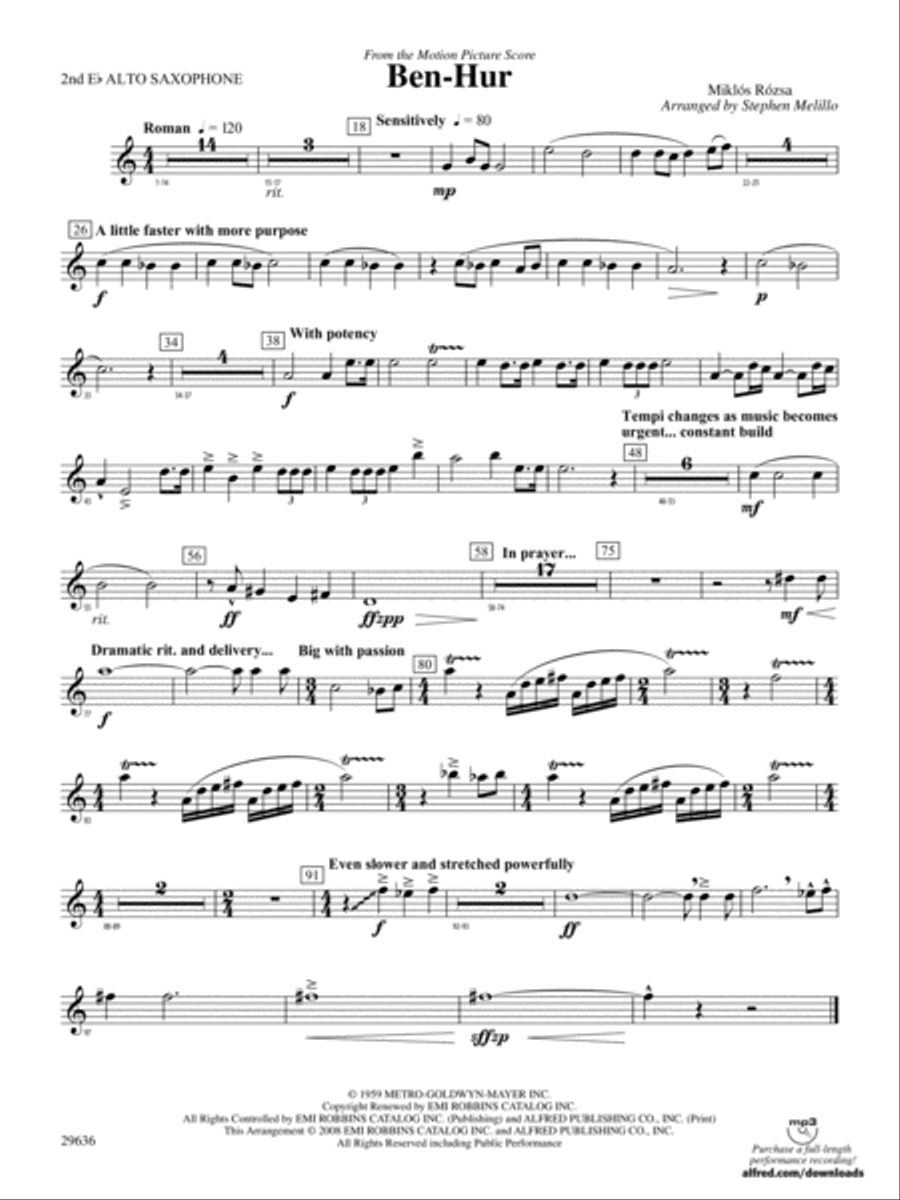 Ben-Hur: 2nd E-flat Alto Saxophone Concert Band scores gallery preview page 1
