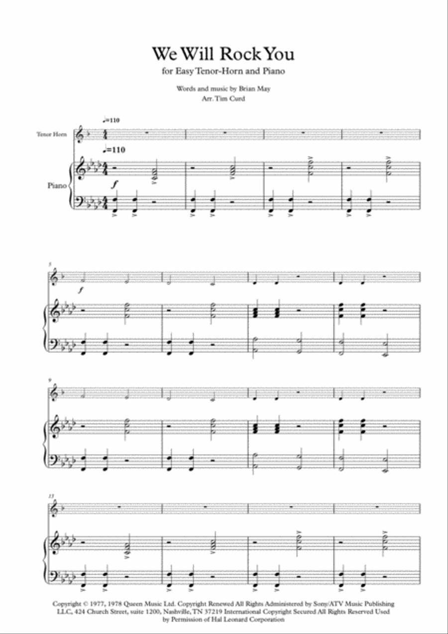 We Will Rock You Horn scores gallery preview page 1