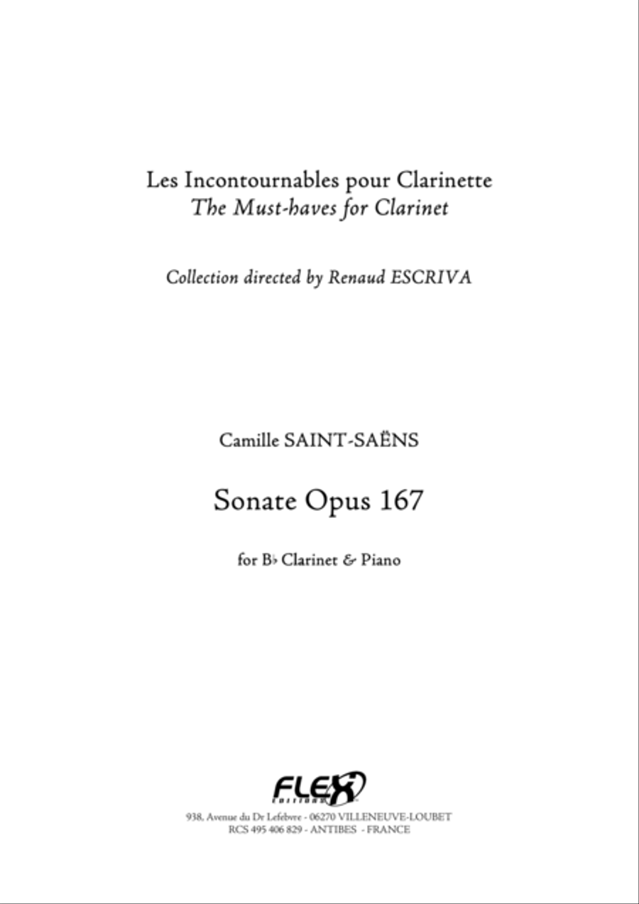 Sonate Opus 167 Sonate Opus 167 B-Flat Clarinet scores gallery preview page 1