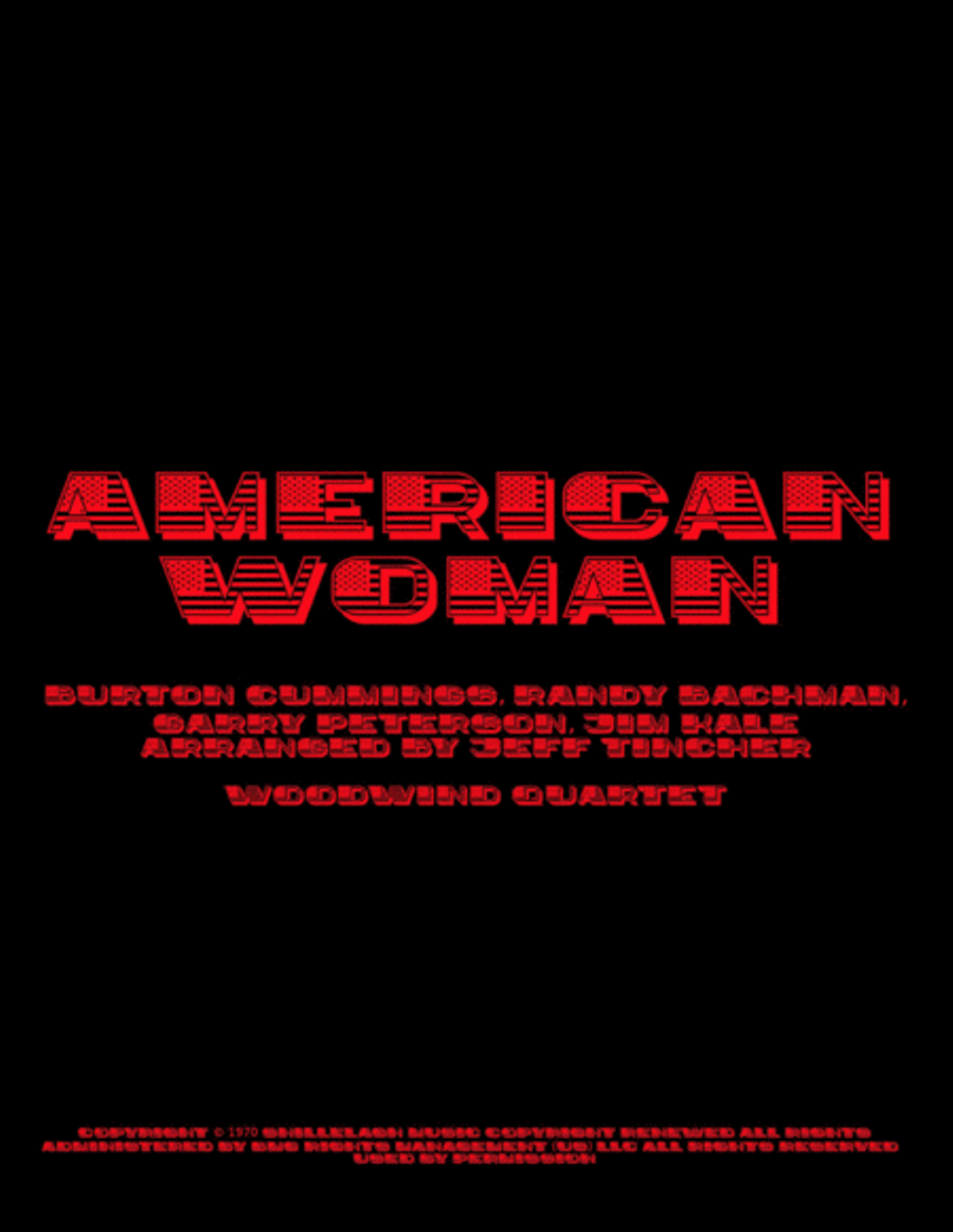 American Woman Woodwind Quartet scores gallery preview page 1