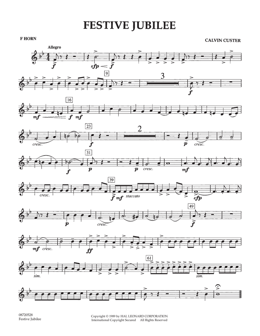 Festive Jubilee - F Horn Concert Band scores gallery preview page 1